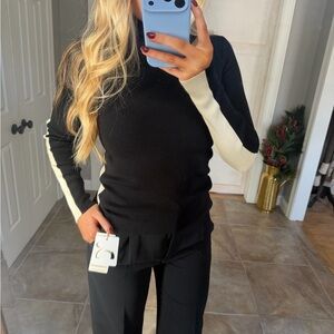 Black and Cream Long Sleeve Top